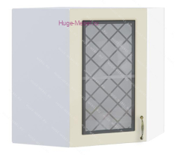 Угловой шкаф подвесной со стеклом 600 Модена (дуб ваниль)