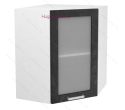 Угловой шкаф подвесной со стеклом 600 Бетон (бетон чёрный)