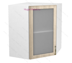 Угловой шкаф подвесной со стеклом 600 Юлия (дуб сонома)