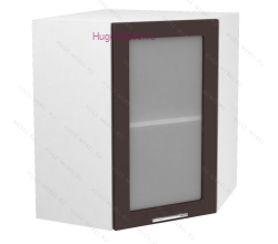 Угловой шкаф подвесной со стеклом 600 Ксения (шоколад)