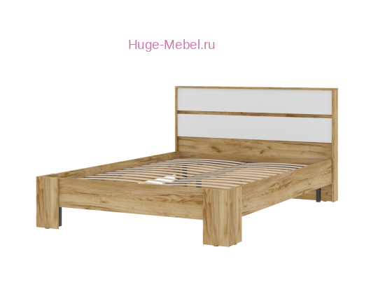 Кровать 140х200 "Хелен КР 02" белый+крафт