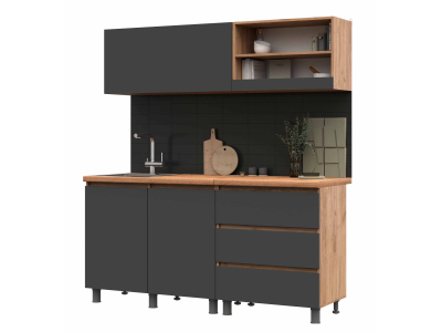 Готовая кухня "Хелен графит+крафт" 1.7 метра Готовая кухня "Хелен графит+крафт" 1.7 метра