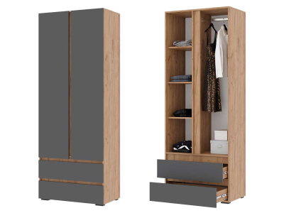 Шкаф 2-х створчатый "Хелен ШК 01" графит+крафт Шкаф 2-х створчатый "Хелен ШК 01" графит+крафт