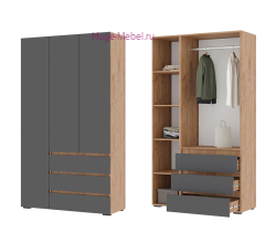 Шкаф 3-х створчатый с ящиками "Хелен ШК 06" графит