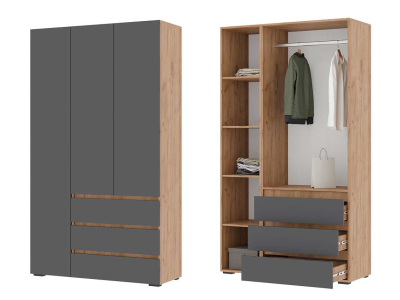 Шкаф 3-х створчатый с ящиками "Хелен ШК 06" графит Шкаф 3-х створчатый с ящиками "Хелен ШК 06" графит