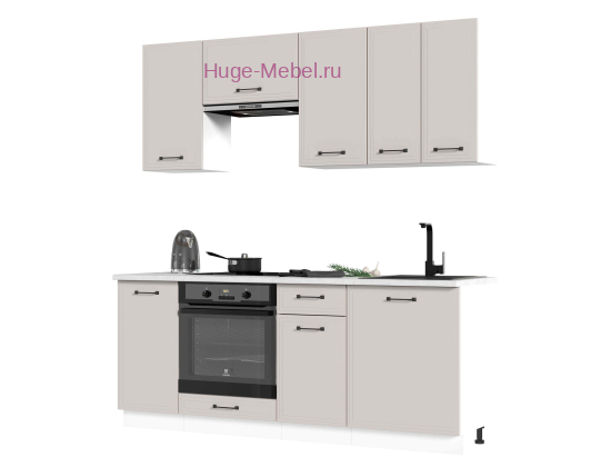 Кухня 2 метра "Индира" лофт дюна/корпус белый +столешница мрамор лацио