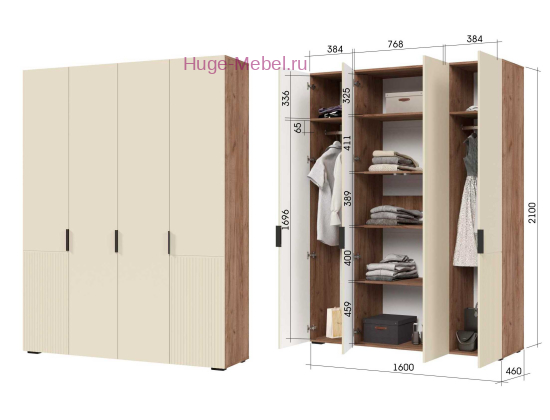 Четырехстворчатый шкаф "Соната" 160 см