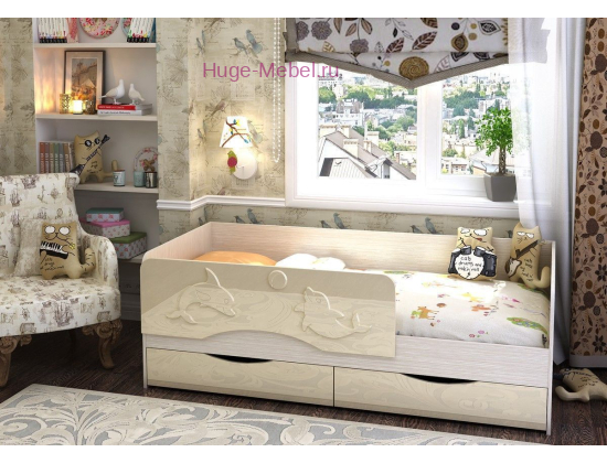 Кровать детская "Дельфин 1.6" ваниль