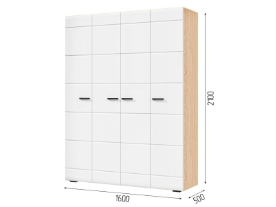 Шкаф 4-х створчатый "Либерти ШК 04" белый глянец/дуб сонома