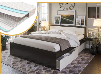 Кровать с матрасом Гармония эконом 1,6 Венге Кровать с матрасом Гармония эконом 1,6 Венге